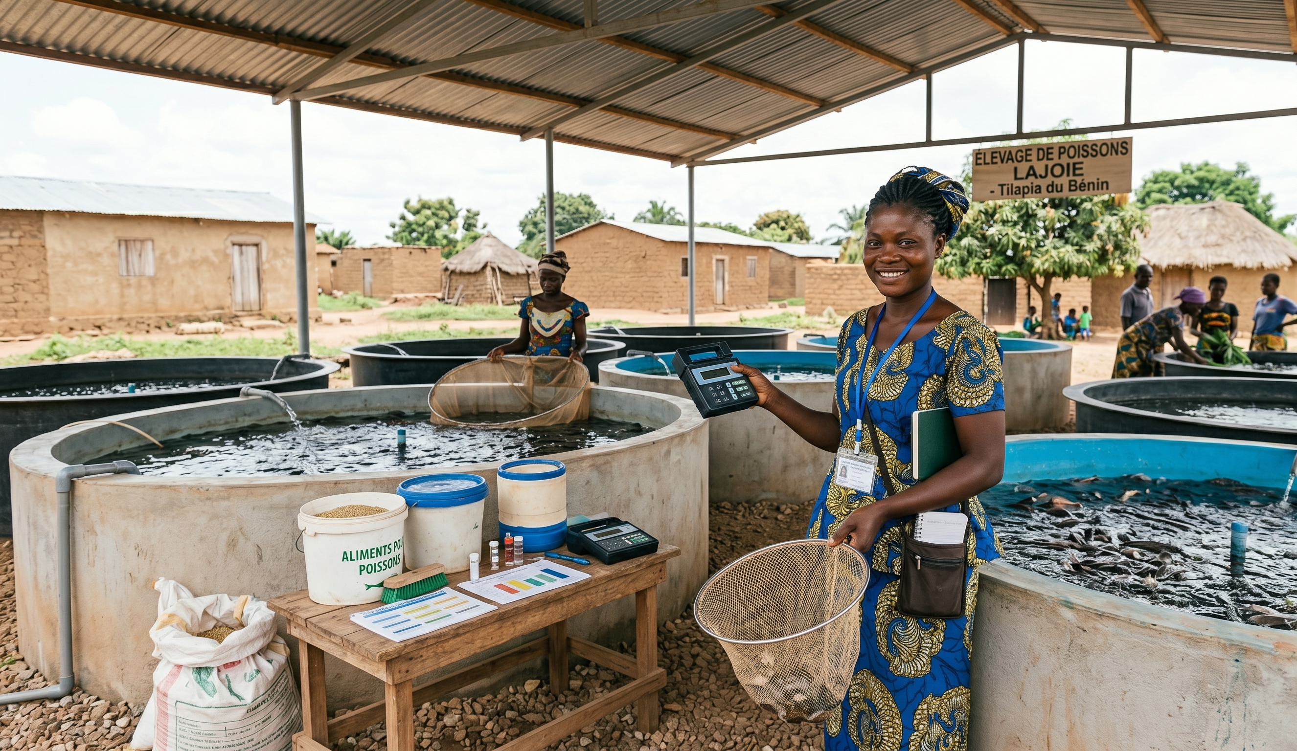 Productrice tilapia avec terminal de paiement — Bénin