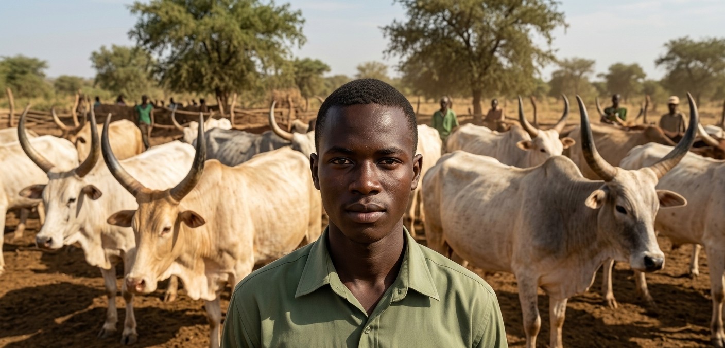Éleveur avec ses bœufs — Bénin